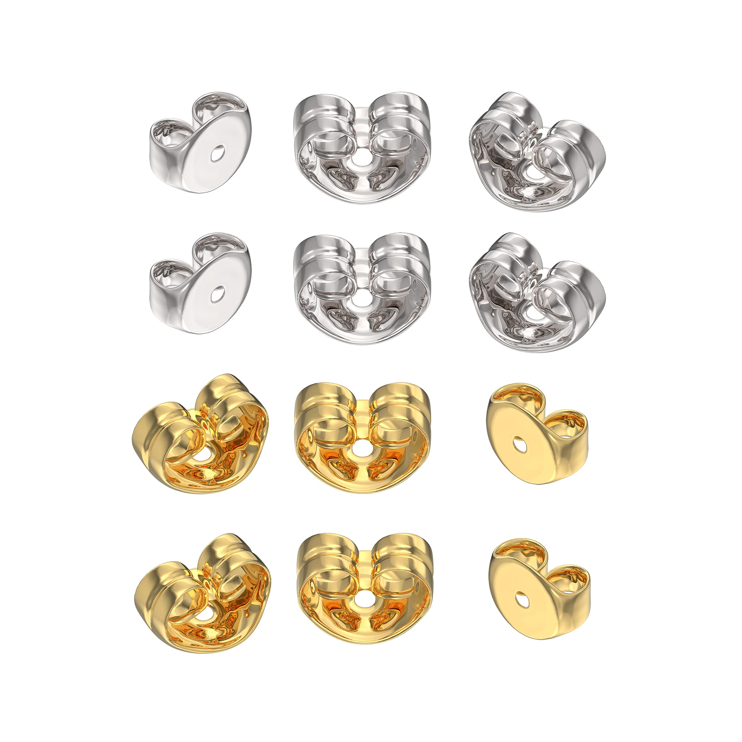 Aeon Replacement Earring Backs - 3 Pairs Silver + 3 Pairs Gold Plating on Silver | 925 Sterling Silver Butterfly Safety Backings