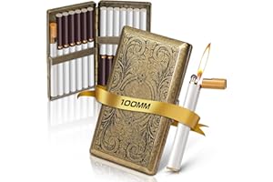 X-LIGHTER Vintage Cigarette Case with Lighter for 100's ，Smell Proof, Retro Metal Cigarette Cases Holder 100s King Size, Funny Smoking Set for Women Men, Christmas Gift