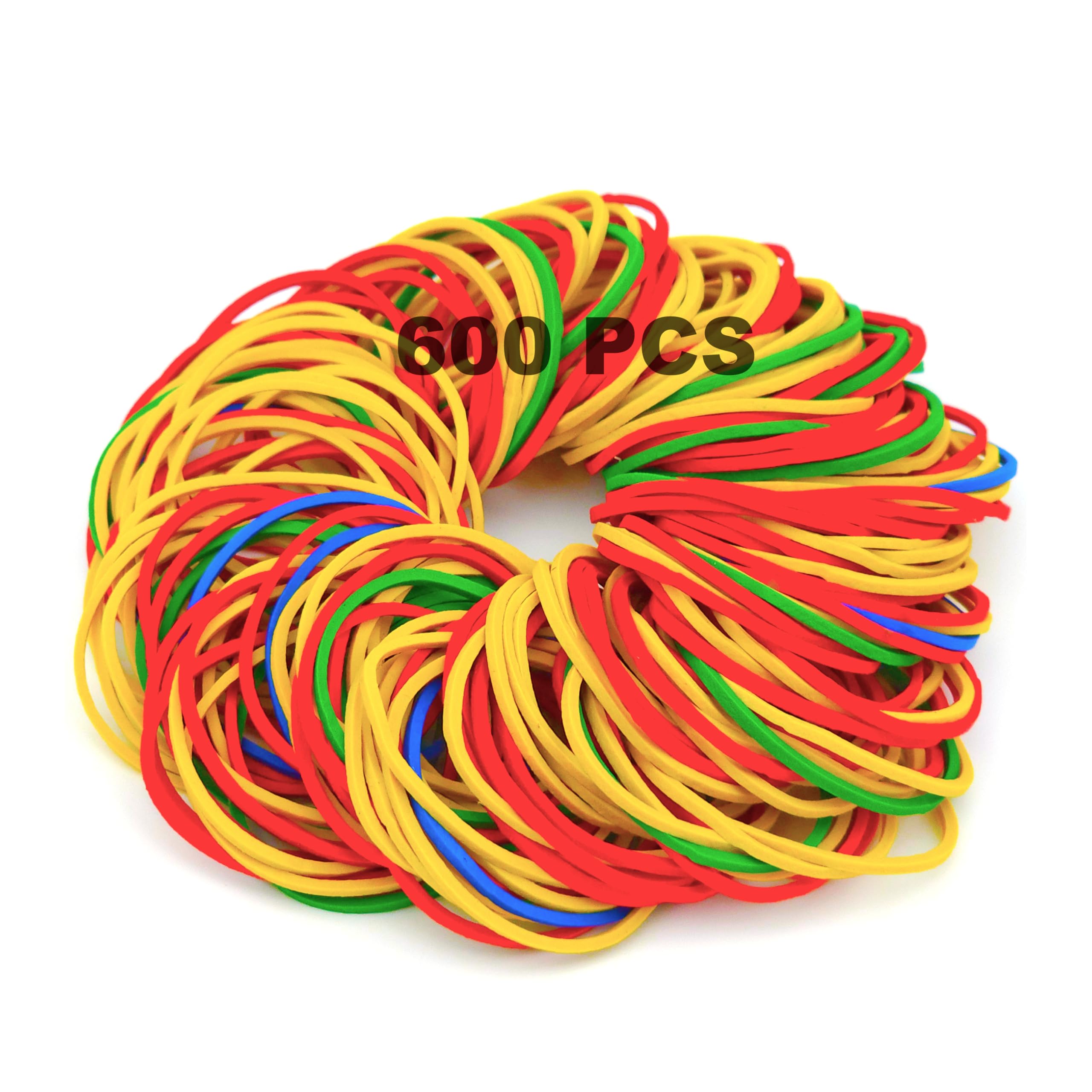 600Pcs Sturdy & Colorful Elastic Bands - High-Temperature Resistant Rubber Bands, Perfect for Office Supplies, Industrial Use, School Home，Crafts & More - 38mm Size