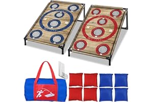 NZQXJXZ Portable Cornhole Board Set with 8 Bean Bags Corn Hole Toss Game Cornhole Games for Indoor and Outdoor Parties, Ideal for Kids, Adults, Camping Travel,Parties,Beach, Yard