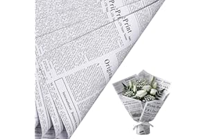 LeZakaa 20 Sheets Kraft Newsprint Flower Wrapping Paper - Reversible Floral Bouquet Paper - White Newsprint Design for Valentine's Day, Mother's Day, Parties, Birthdays, Weddings, Baby Shower