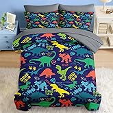 Pamnest Comforter Set Full Size, Dinosaur Vintage 7 Pcs Bedding for Kids and Adults, Tropical Dino Bed Sheet Sets with Fitted Sheet 2 Pillowcase & 2 Sham for Bedroom Bed Decor