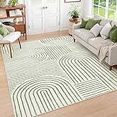 Lahome Abstract Washable Area Rug 5x7, Soft Bedroom Rug Ultra-Thin Non Slip Green Rugs for Living Room, Modern Accent Rug Large Carpet for Dining Room Office(5'x7',Green)