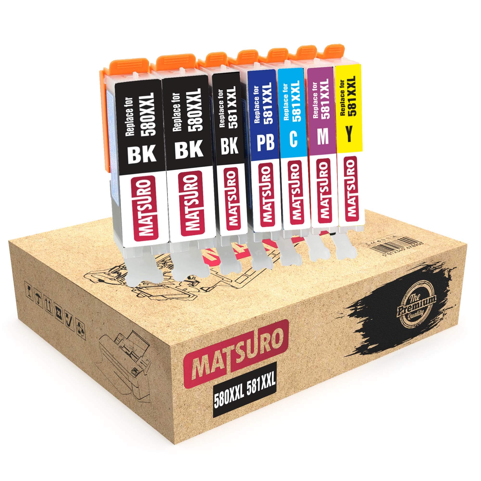 Matsuro Original | Compatible Ink Cartridges Replacement for CANON PGI-580XXL CLI-581XXL 580 581 (1 SET with Photo Blue + 1 BK)