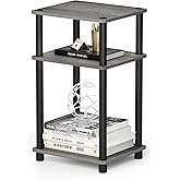 Furinno JUST Side Table, 3-Tier End Table, Open Shelves Night Stand, Bedside Table, Toolless Assembly, for Living Room, Bedroom, Bathroom, French Oak