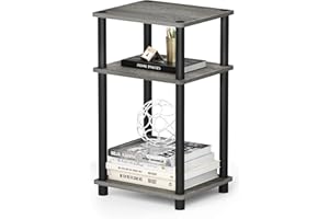 Furinno JUST Side Table, 3-Tier End Table, Open Shelves Night Stand, Bedside Table, Toolless Assembly, for Living Room, Bedroom, Bathroom, French Oak