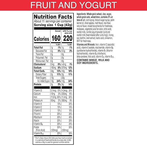 KELLOGG’S SPECIAL K FRUIT AND YOGURT BREAKFAST CEREAL, GOOD SOURCE OF FIBER, LARGE SIZE, 17.1 OZ