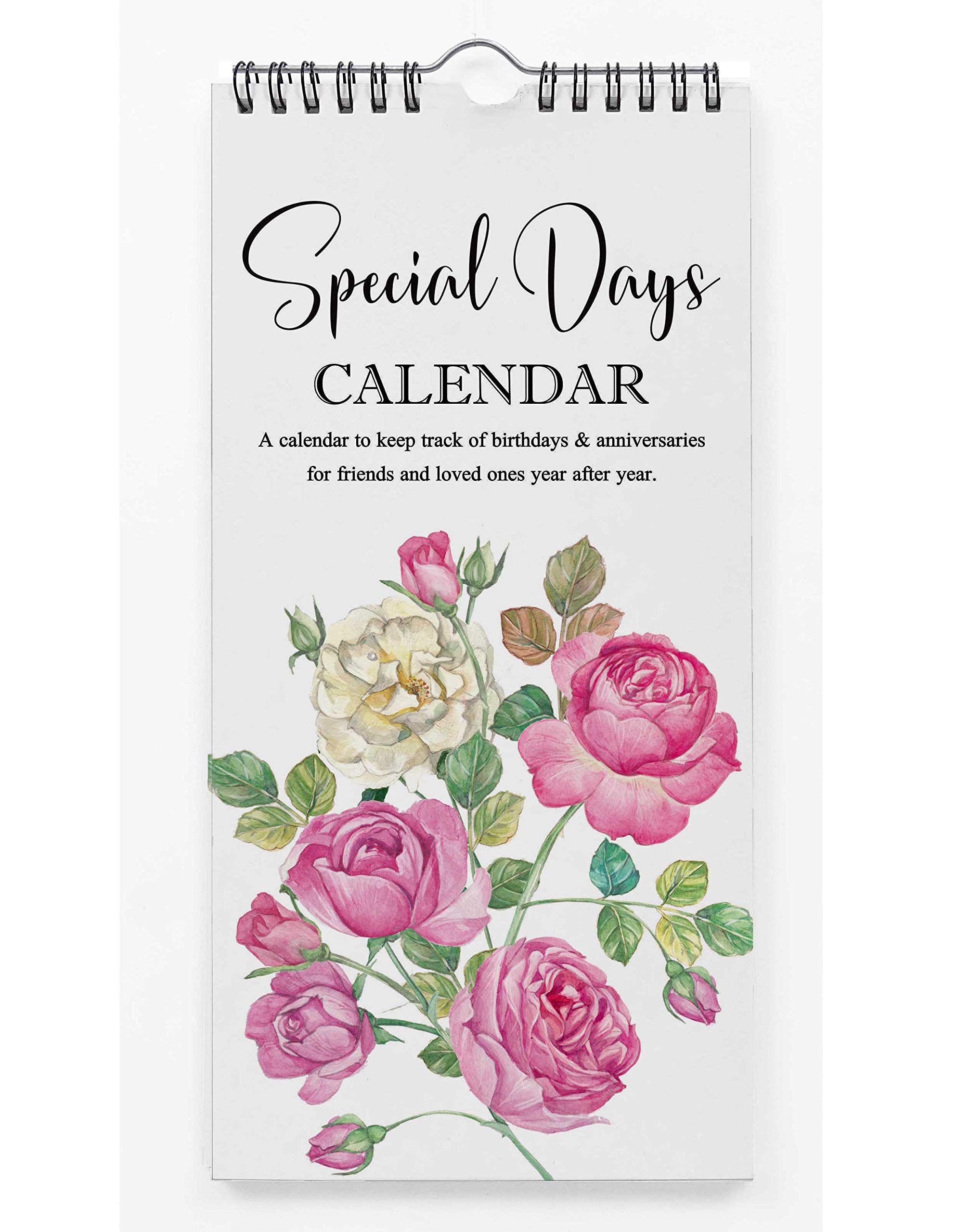Inkdotpot Floral Perpetual Calendar Birthday Wall Hanging Anniversary Special Event Reminder Calendar Book Journal Stationary Wall Hanging Birthday Gift Card Planner Organizer