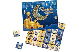 PARSUP Ramadan Advent Calendar with Drawers, 30 Empty Boxes for 30 days, Eid Mubarak Coutdown Calendar Fillable Ramadan Gift Box, Islamic Art, Cardboard Number Storage Box, Ramadan Party Supplies - Blue