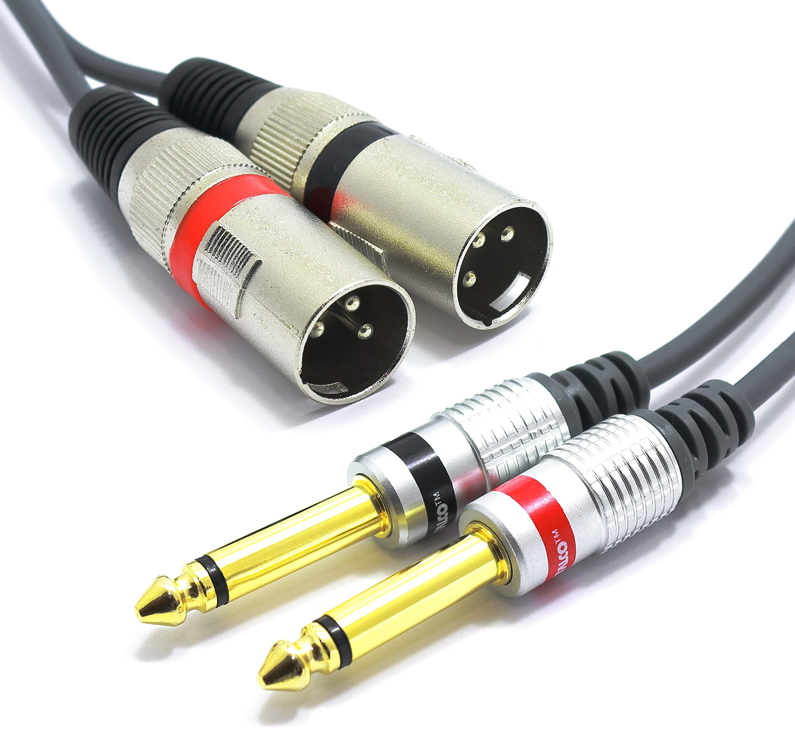 VITALCO 2 x XLR Male to 2 x 6.3 mm TS Jack Cable 3 m Microphone Cable 3 Pin Male to Mono Jack Plug Audio Adapter — image 1