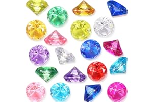 Chalyna Diving Gems Pool Toys 16 Pieces Large Acrylic Gems Big Diamond Gems Pirate Treasure Chest Summer Underwater Swimming Toys for Birthday Swimming Training Gift Water Pool