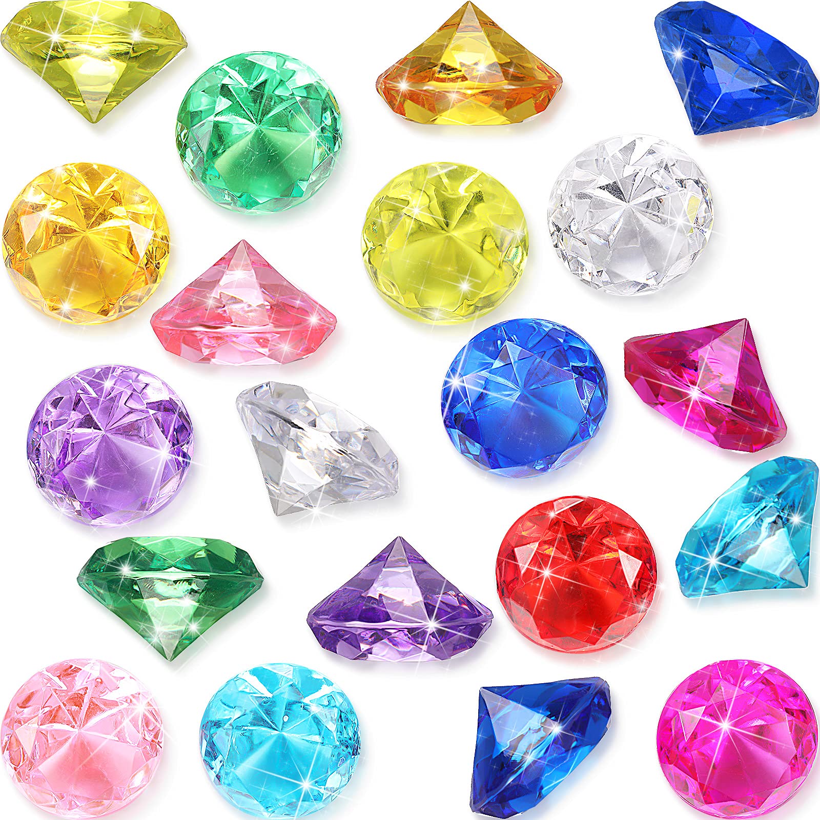 Photo 1 of Chalyna Diving Gems Pool Toys 16 Pieces Large Acrylic Gems Big Diamond Gems Pirate Treasure Chest Summer Underwater Swimming Toys for Birthday Swimming Training Gift Water Pool