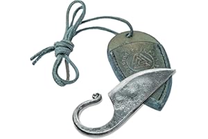 Toferner Celtic Pocket Knife, Hand Forged Knife with Black Leather Neck Case, Hardened Blade, Vintage, Antique Art Collecting, Original Gift Idea