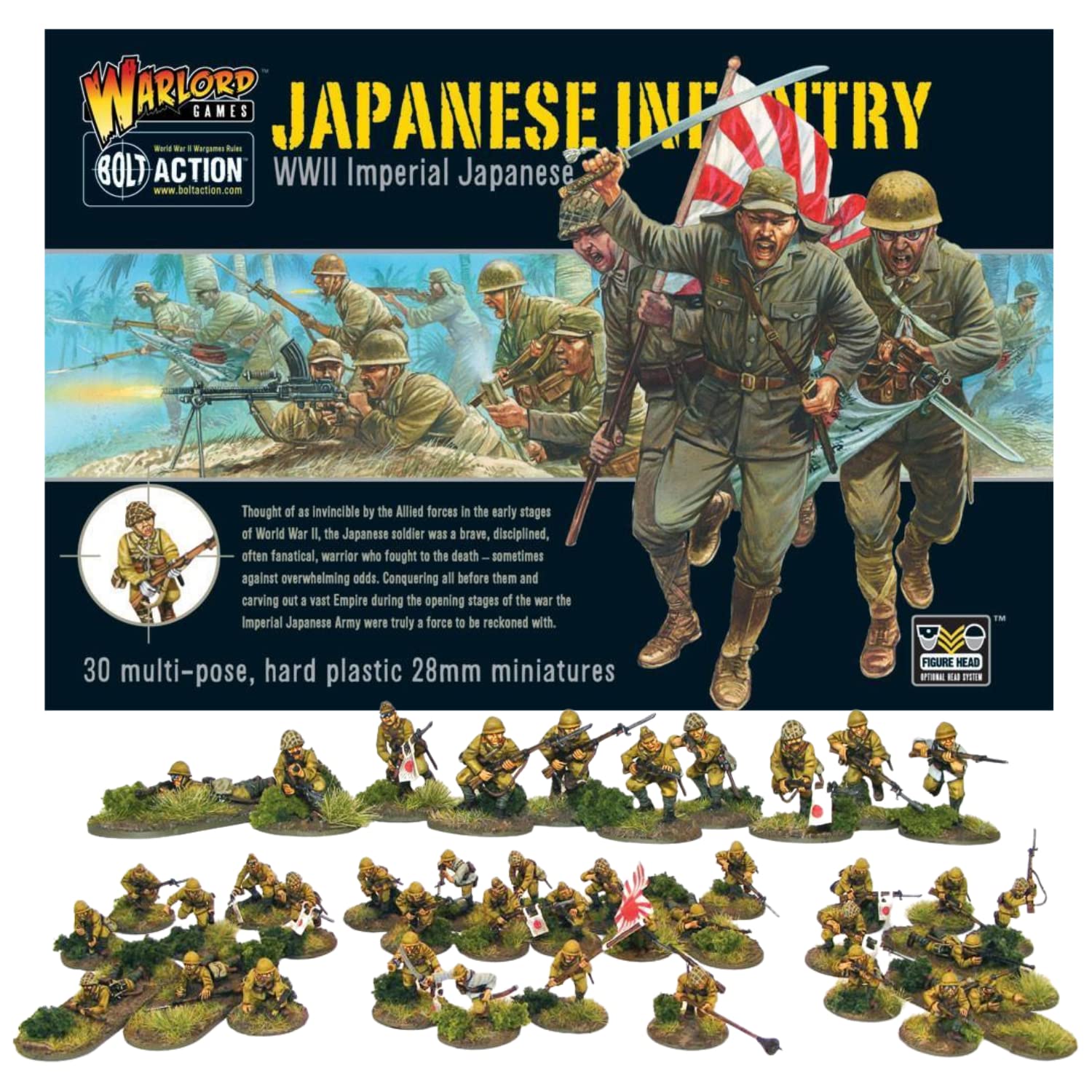 Warlord Games Bolt Action Miniatures Imperial Japanese Infantry Set 28mm Miniatures + Digital New Guinea - Military Action Figures and WW2 Model by Wargames Delivered