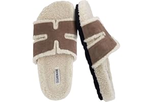 CUSHIONAIRE Cuddle Fur Slippers for Women Faux Shearling Slide Sandal +Memory Foam, Wide Widths Available