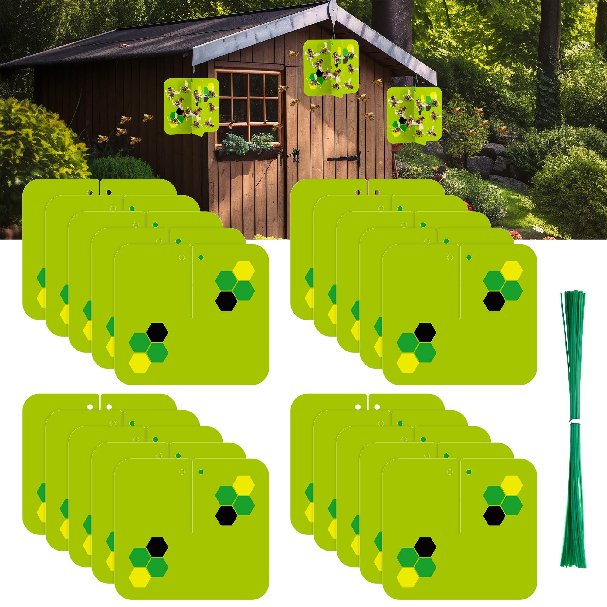 Photo 1 of Qualirey 10 Pack Wasp Traps Outdoor Hanging, Carpenter Bee Traps with Ties, Non Toxic, Super Sticky, Yellow Jacket Trap for Hornets, Mud Daubers, Wood Bees, Flies and Other Insects