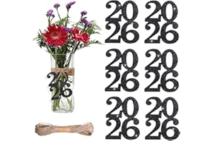 MIXTEACH 24 Pieces Glitter 2026 Cutouts Tags Decorations Double Side 2026 Graduation Cutouts 2026 Centerpiece 2026 New Year Decorations for Graduation New Year Party Supplies Favor(Black, 2026)