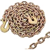 BIGREAT Heavy Duty G80 Transport Binder Chain, 3/8'' Inch x 10 Feet, Tow Chain with G70 Clevis Grab Hooks, 7100 lbs Safe Working Load, Yellow