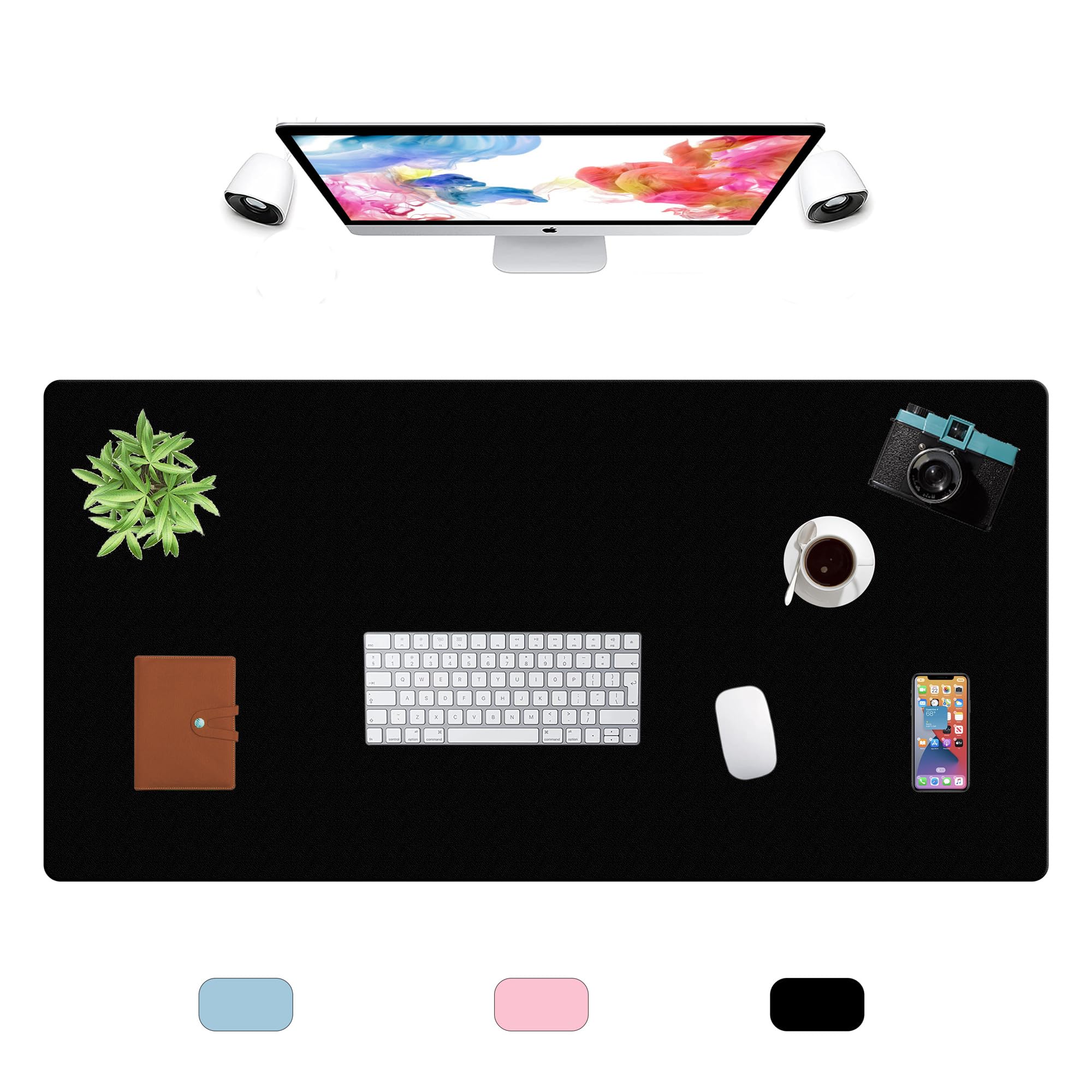 LL-COEUR XXL Leather Mouse Pad Gaming Keyboard Mat Waterproof Table Mat (1200 x 600 x 2 mm, Black)