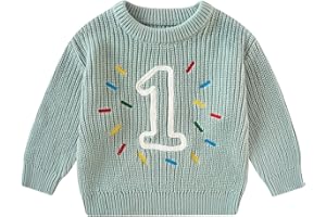 Kids4ever Toddler Baby Girl First Birthday Knit Sweater Cute Letter Embroidery Pullover for Infant Winter Fall for 6M-4Y