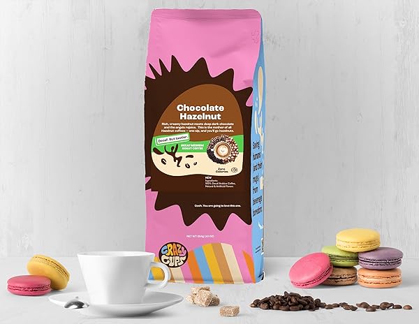CRAZY CUPS FLAVORED DECAF GROUND COFFEE, HAZELNUT COFFEE FLAVORED GROUND COFFEE, DECAFFEINATED COFFEE FOR BREWING DECAF COFFEE GROUND HOT OR ICED, 10 OZ BAG