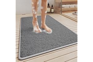 YDKGL Non Slip Shower Mat Bathtub Mat 16x24 Inch, Quick Dry Bath Mat with Drain, Soft PVC Imitation Loofah Foot Scrubber Bath