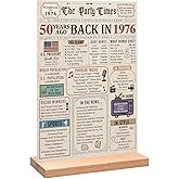 Trgowaul 50th Birthday Decorations Women Men, Vintage Colorful Back in 1976 Birthday Poster Acrylic Table Sign with Stand, 50 Anniversary Decor Gifts for Men,Vintage 50 Year Old Party Supplies Decor