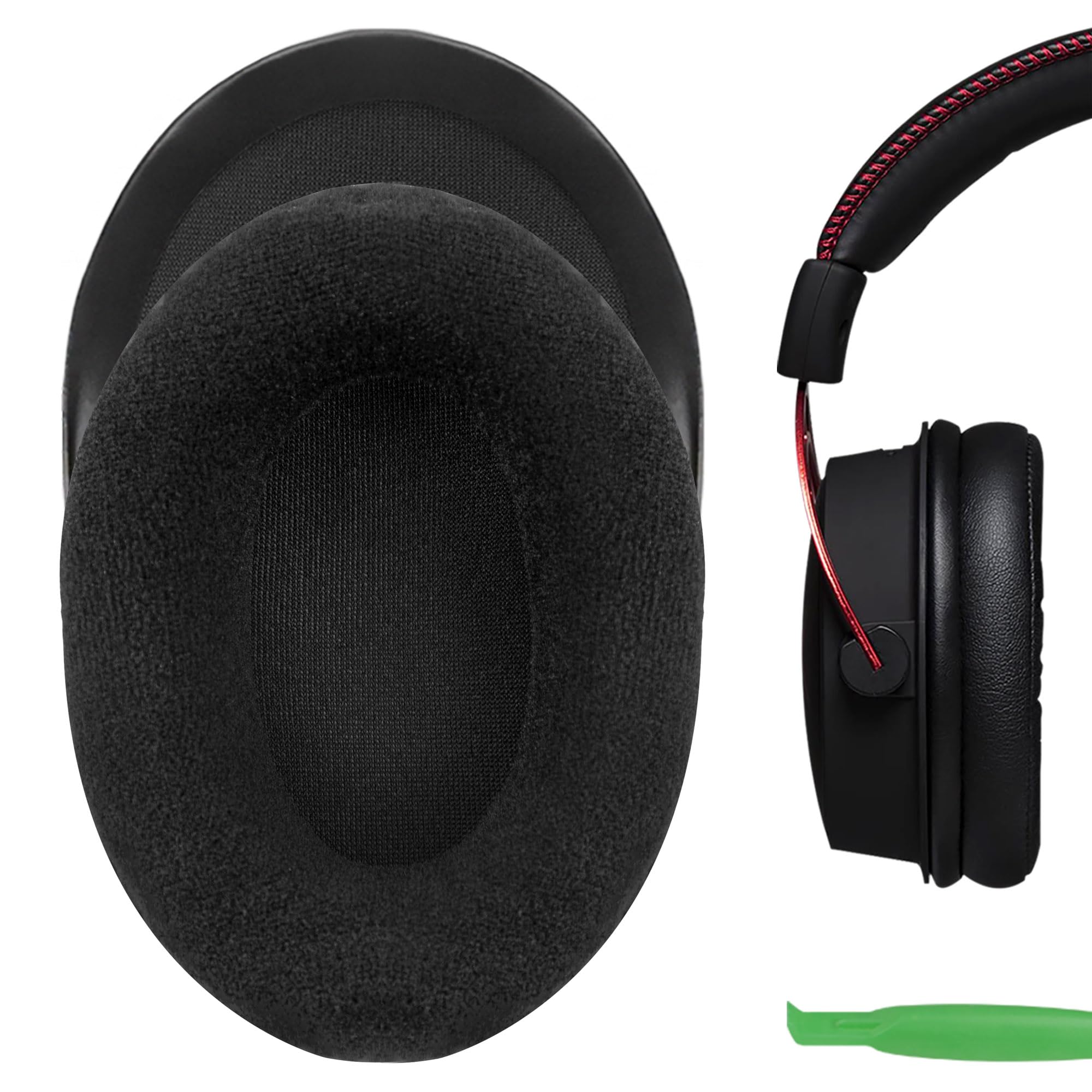 Geekria Comfort Velour Earpad Replacement Ear Pads for HyperX Cloud Stinger/Flight/X/II/III/Alpha/Core/Mix Headphones, Ear Cushions (Black)