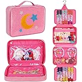 Jaffzora Hair Accessories Organizer, Dust-proof Bow Holder for Baby Girls, Travel Hair Storage Bag for Hair Clips, Headbands, Scrunchies and Hair Ties(Pink)
