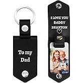 Eletizy Personalized Photo/Text Leather Keychain for Men Womens Custom Picture Key Chains Memorial Gifts for Family Lover