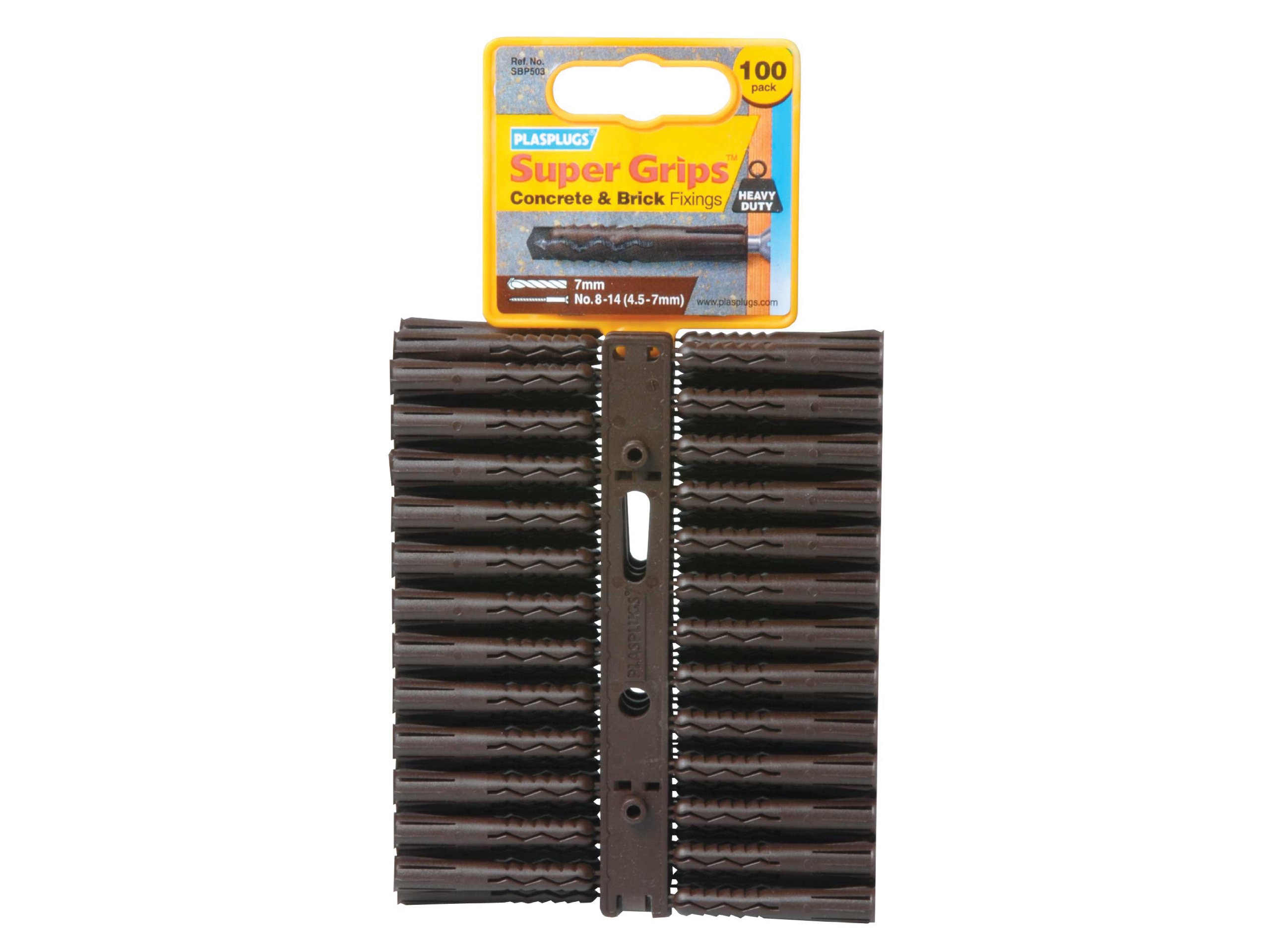 Plasplug SBP503 Supergrip Fixings - Brown (Pack of 100)