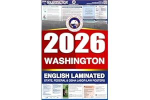 US LABOR LAW POSTER 2026 Washington WA All-in-One Workplace Compliance & Labor Law Poster (Federal State & OSHA) English Laminated