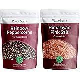 Viva Doria Rainbow Peppercorn Blend (Steam Sterilized Whole Black, White, Green and Pink Peppercorn) 12 oz and Himalayan Pink
