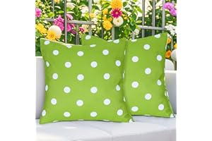 Eternal Beauty Set of 2 Outdoor Decorative Pillow Covers Waterproof Outdoor Pillow Covers for Spring Summer Patio Throw Pillows, Green Polka Dot, 18X18 inches