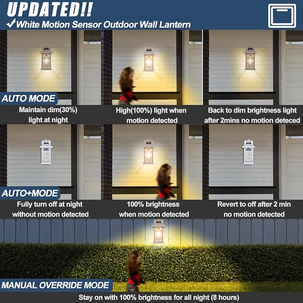 ADVANCED MOTION SENSOR OUTDOOR LIGHTS 2 PACKS – WHITE DUSK TO DAWN OUTDOOR LIGHTING, ANTI-RUST EXTERIOR LIGHT WALL MOUNT FIXTURES, WATERPROOF PORCH OUTSIDE LIGHTS WALL SCONCE FOR HOUSE, GARAGE