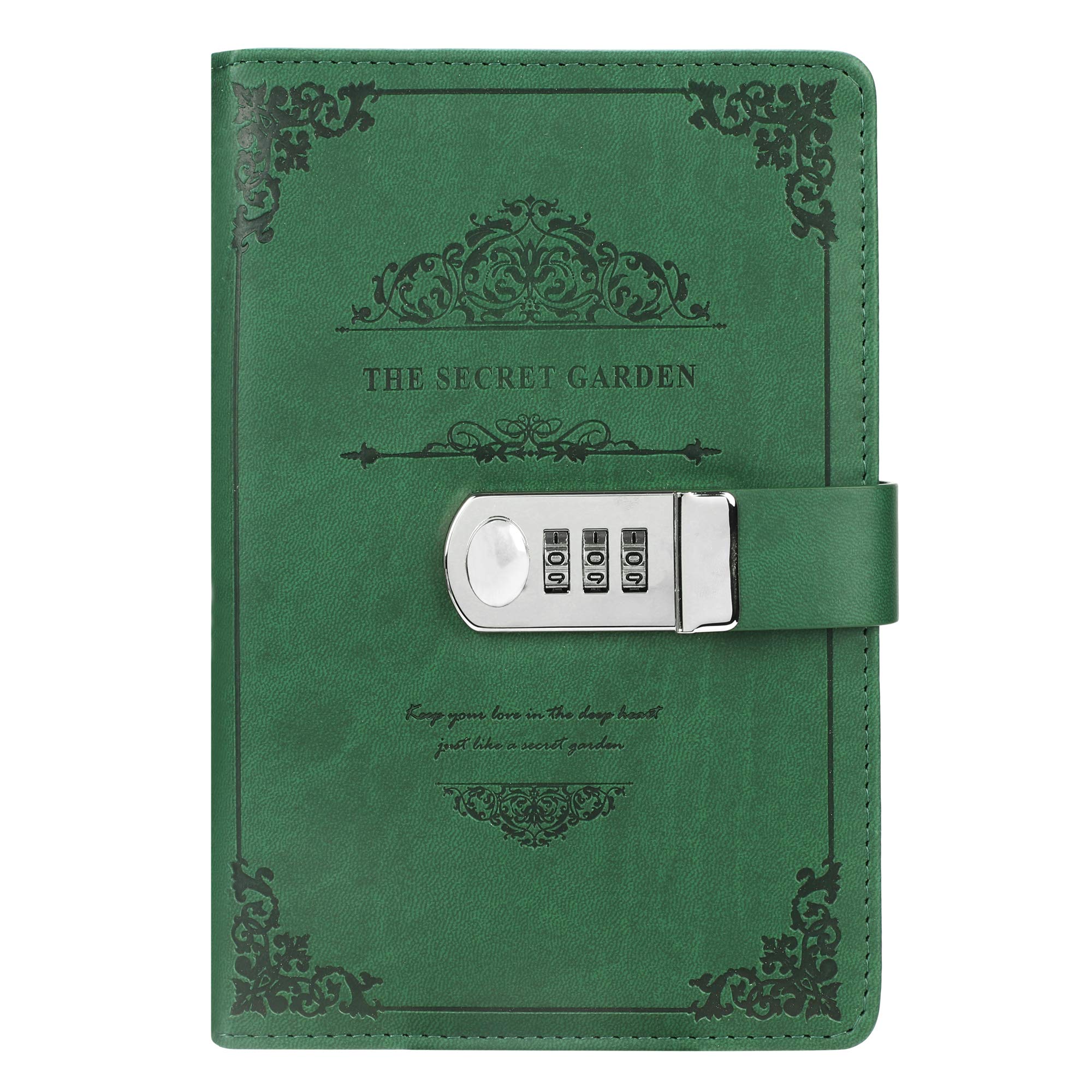 IBLUELOVER Retro A5 PU Leather Lined Notebook with Password Lock Vintage Writing Diary Journal Daily Planner Notepad with Pen Holder Organizer Personal Note Books Travel Journal Office Supplies