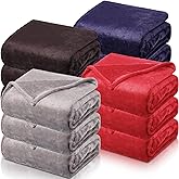Toulite 12 Pcs Flannel Fleece Blankets Bulk for Homeless Donations 334 GSM Cozy Fleece Throw Blankets Winter Blanket Bulk for Bed Couch Sofa Home Camping Wedding Gifts 50 x 60''(Contrast Color)