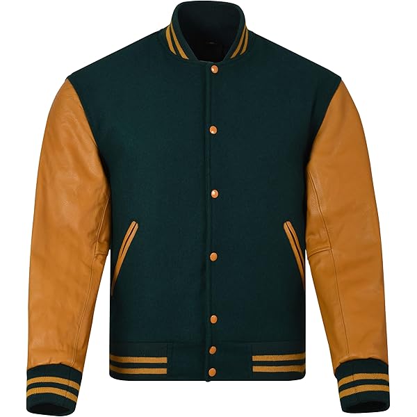 Leather Jacket Mens Letterman Bomber Collage Baseball Varsity