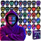 MOYACA Led Mask Light up Mask Gesture Sensing, Kids Cool Toy Teen Boys Gift | 50+ Glowing Patterns for Halloween Costume, Christmas Cosplay, Birthday Party, Adjustable Strap Fits Kids Boys Teens Ages 5+