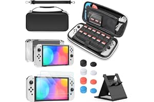 YUANHOT Accessories Bundle for Nintendo Switch OLED with Carrying Case Bag for Switch OLED, Protective Case, Tempered Glass S