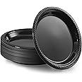 Amcrate Black Disposable Party Plastic Dessert Plates 7" - Ideal for Weddings, Party’s, Birthdays, Dinners, Lunch’s. (Pack of 50)