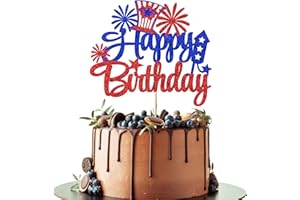 Leetaivie 4th of July Happy Birthday Cake Topper，Patriotic Happy Birthday Cake Topper, 4th of July Patriotic USA Independence Day Birthday Party Decoration America National Day Happy Party Supplies