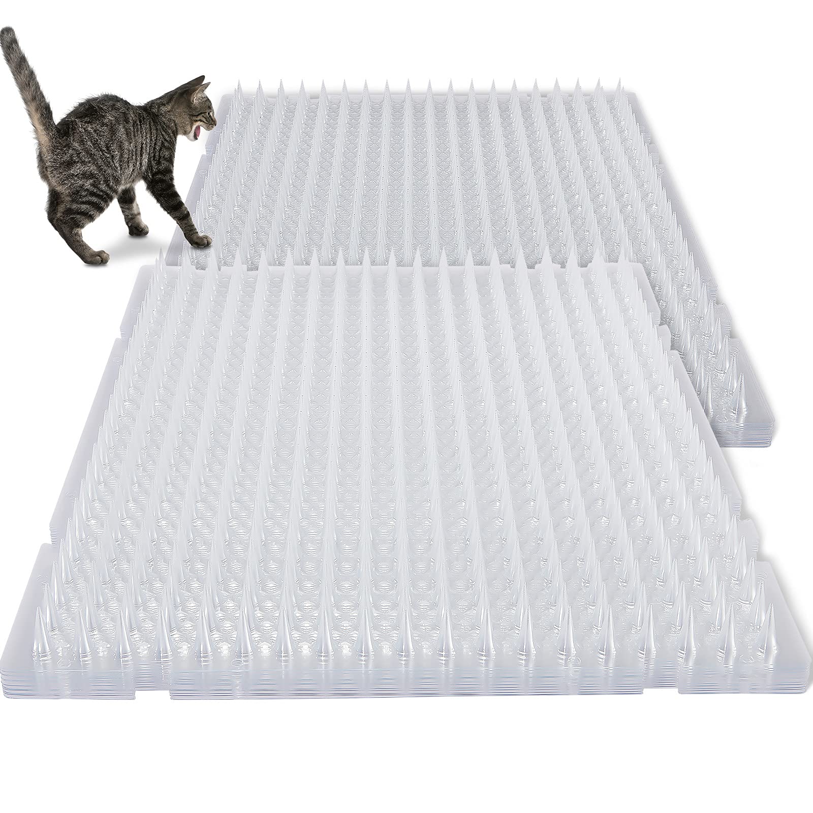 Nuanchu 12 Pieces Cat Deterrent Mat Stool Dog Cat Repellent Mat Cat Repellent Mat with Spikes Keep Dogs off Counter Anti Pet for Outdoor Indoor Plants Garden Sofa Window(16 x 13 Inches,Clear)