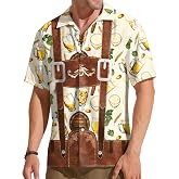 Oktoberfest Shirt Men Beer Hawaiian Tees Lederhosen Bavarian Suspenders Tee | Mens Oktoberfest T Shirt Beer Hawaiian Shirts Lederhosen Shirts Bavarian Suspenders German Oktoberfest Short Sleeve Outfits
