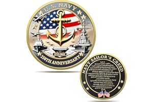 GENERIC Upgraded US. Navy 250th Anniversary Challenge Coin, 1.77 Inch Double-Sided Military Navy Challenge Coins in Durable Zinc Alloy - Veteran Gifts & Military Collectible (US. Navy)