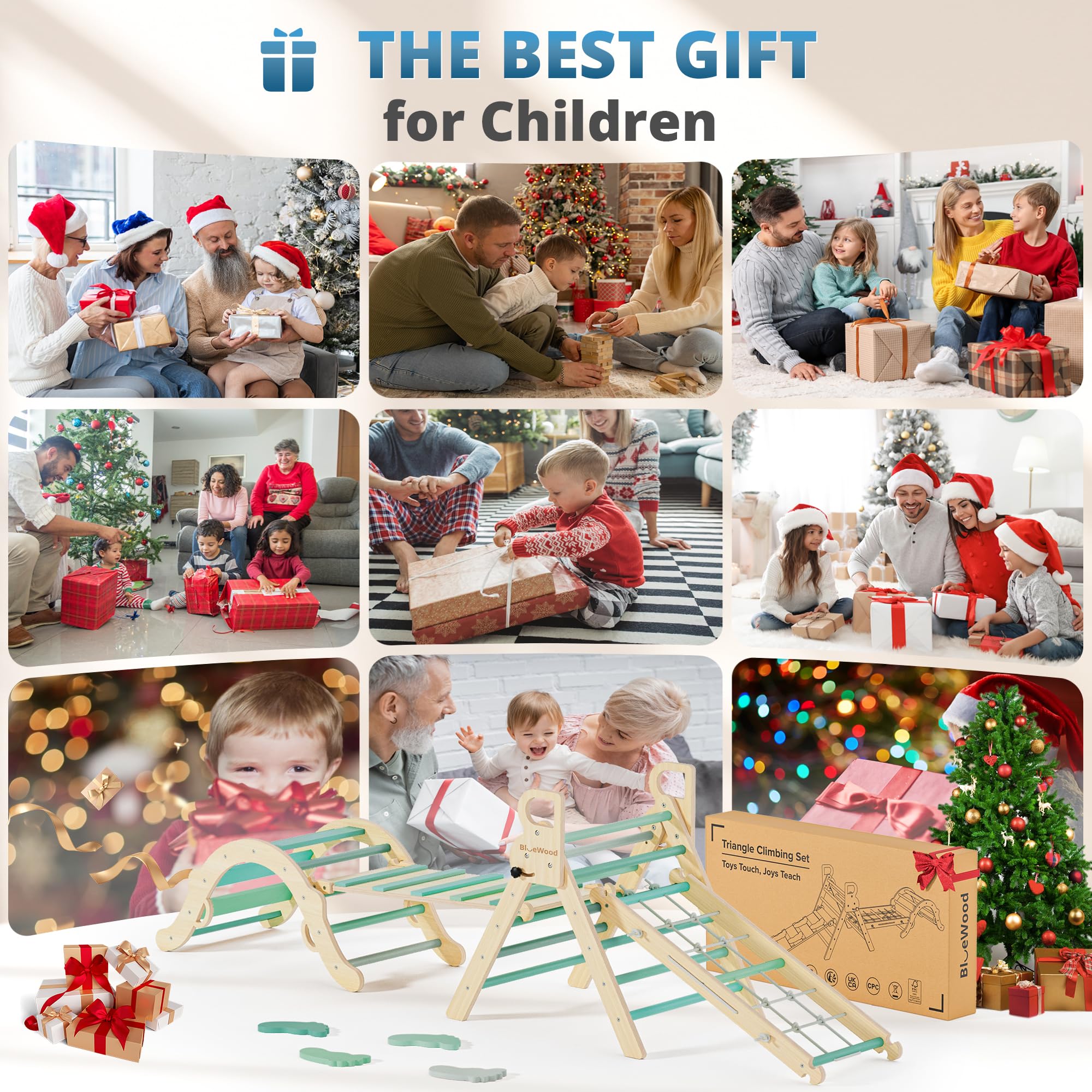 BlueWood 10-in-1 Pikler Triangle Set, Toddler