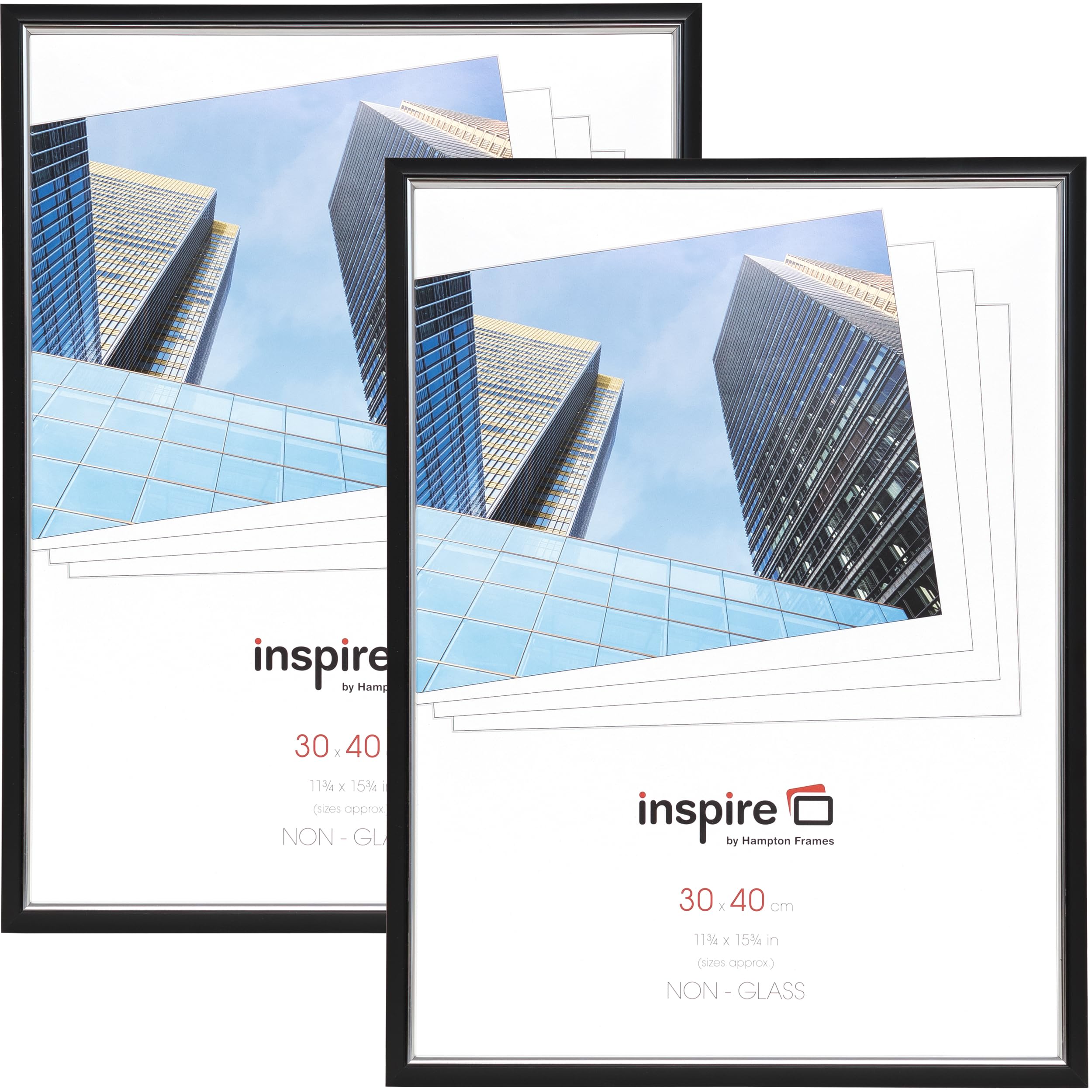 Hampton Frames EASYLOADER 30x40cm Black Picture Poster Frame Acrylic (Non-Glass) EAS3040BKPX-2PK