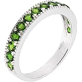 BL Jewelry Sterling Silver Natural or Created Birthstone Stackable Half Eternity Band Ring