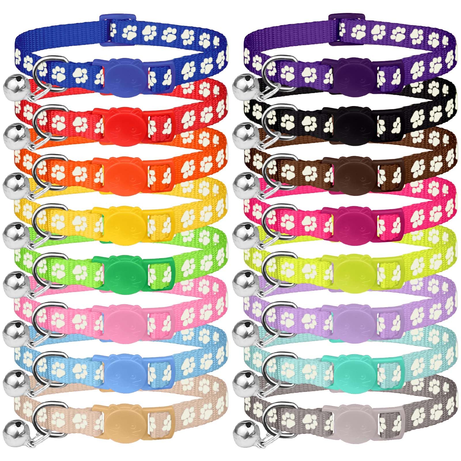 Photo 1 of 16 PCS Breakaway Cat Collars,Kitten Collar with Bell Cat Collars for Boy Girl Cats Breakaway Collar for Cats Glow in The Dark 6-9 Inch