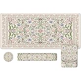 iLeadon Purple Desk Mat Set, Soft Mouse Pad Wrist Support, Anti-Fatigue Keyboard Pad with Wrist Support, Non Slip Long Floral Mouse Pad for Desktop, Teacher Desk Mat with Coaster for Office Women
